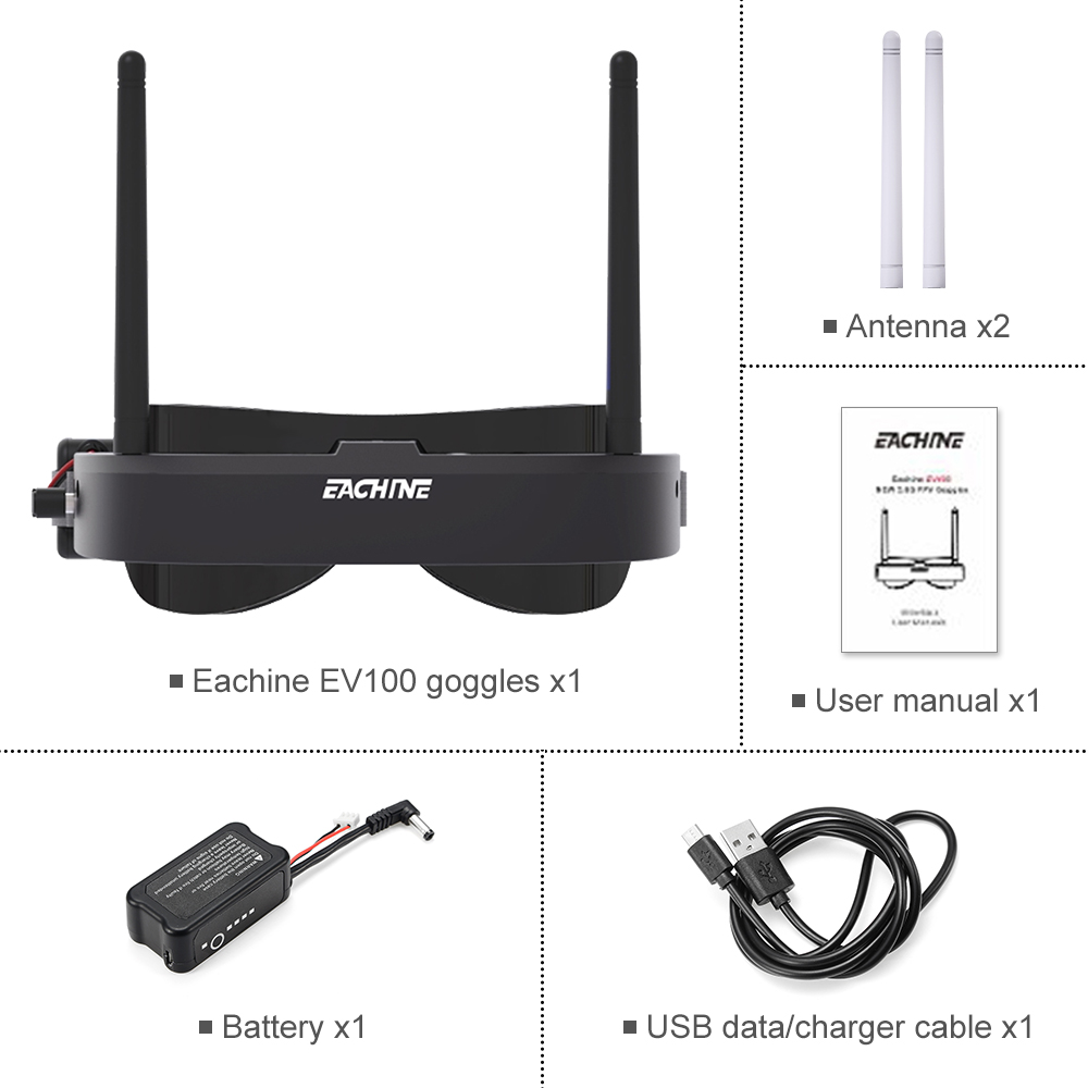 Eachine EV100 720*540 5.8G 72C - Drone Racing Battery ulasan dan harga